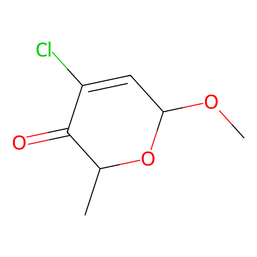 4-chloro-6-methoxy-2-methyl-2H-pyran-3(6H)-one structure