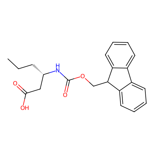 (3S)-3-((((9H-fluoren-9-yl)methoxy)carbonyl)amino)hexanoic acid structure