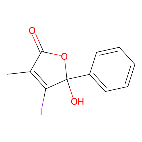 5-Hydroxy-4-iodo-3-methyl-5-phenylfuran-2-one structure