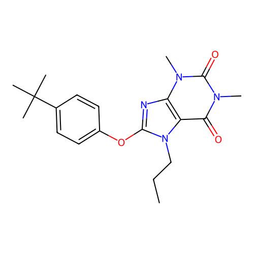 8-(4-tert-butylphenoxy)-1,3-dimethyl-7-propyl-3,7-dihydro-1H-purine-2,6-dione structure