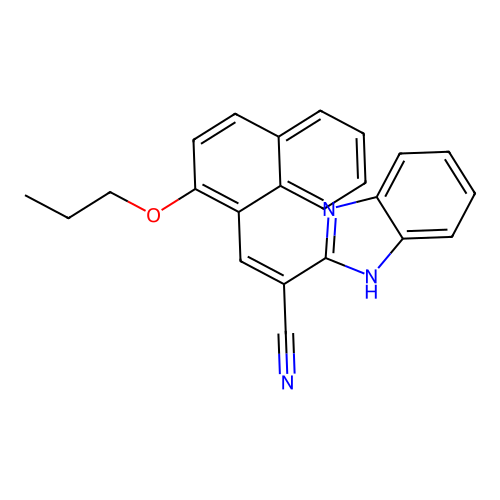 (Z)-2-(1H-benzimidazol-2-yl)-3-(2-propoxynaphthalen-1-yl)prop-2-enenitrile structure