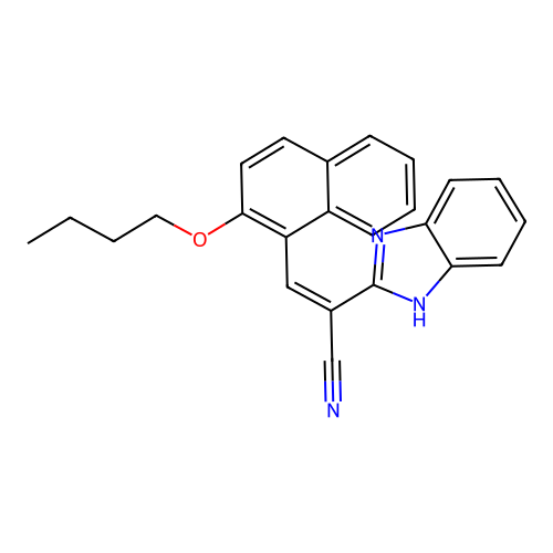 (Z)-2-(1H-benzimidazol-2-yl)-3-(2-butoxynaphthalen-1-yl)prop-2-enenitrile structure
