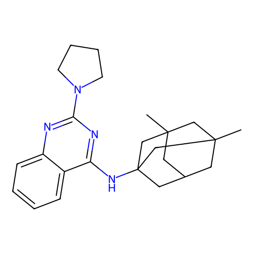 N-(3,5-Dimethyladamantan-1-YL)-2-(pyrrolidin-1-YL)quinazolin-4-amine structure