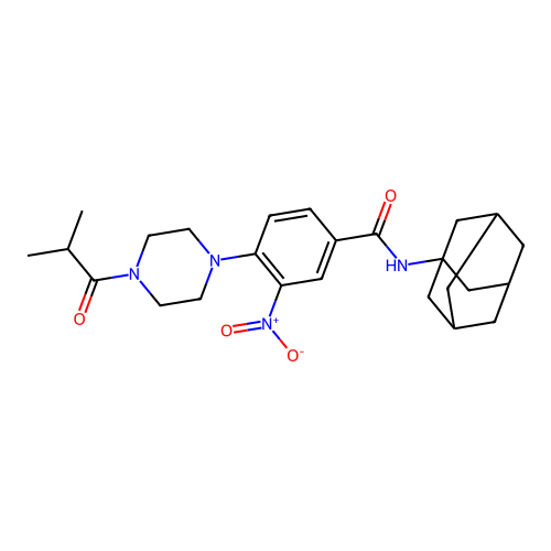 4-[4-(2-methylpropanoyl)piperazin-1-yl]-3-nitro-N-(tricyclo[3.3.1.1~3,7~]dec-1-yl)benzamide structure