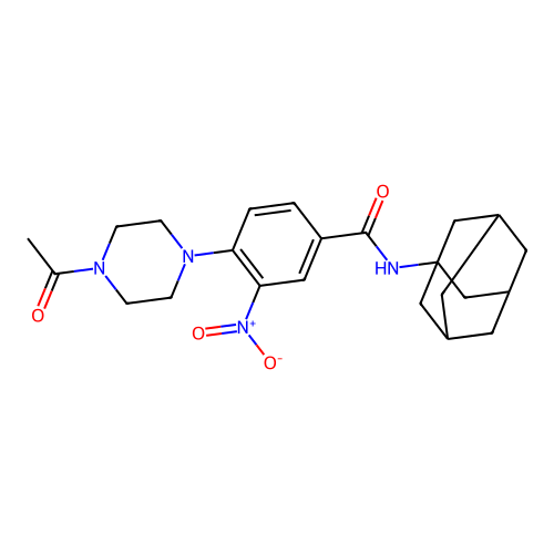 4-(4-acetylpiperazin-1-yl)-3-nitro-N-(tricyclo[3.3.1.1~3,7~]dec-1-yl)benzamide structure