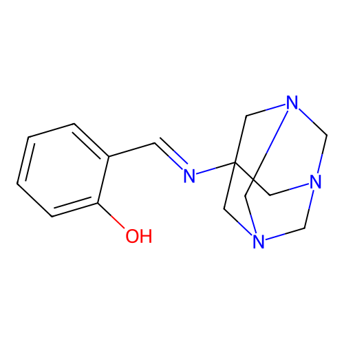 2-((E)-((1s,3s,5s)-1,3,5-triazaadamantan-7-ylimino)methyl)phenol structure