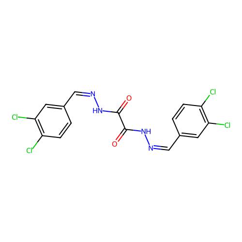 N,N'-bis[(Z)-(3,4-dichlorophenyl)methylideneamino]oxamide structure