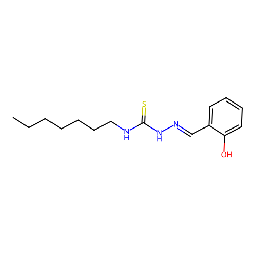 N-Heptyl-2-[(2-hydroxyphenyl)methylidene]hydrazine-1-carboximidothioic acid structure