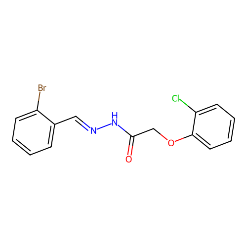 N-[(2-bromophenyl)methylideneamino]-2-(2-chlorophenoxy)acetamide structure