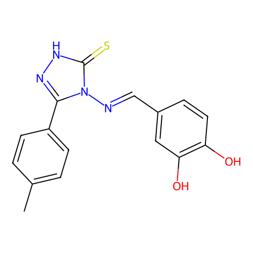 4-[(3,4-dihydroxyphenyl)methylideneamino]-3-(4-methylphenyl)-1H-1,2,4-triazole-5-thione structure