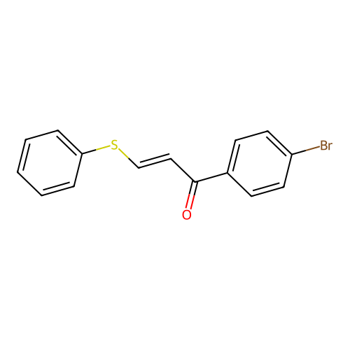 (2E)-1-(4-bromophenyl)-3-(phenylsulfanyl)prop-2-en-1-one structure
