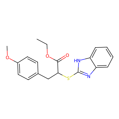 ethyl 2-(1H-benzimidazol-2-ylthio)-3-(4-methoxyphenyl)propanoate structure