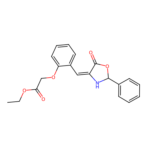 Ethyl 2-[2-[(5-oxo-2-phenyl-1,3-oxazolidin-4-ylidene)methyl]phenoxy]acetate structure