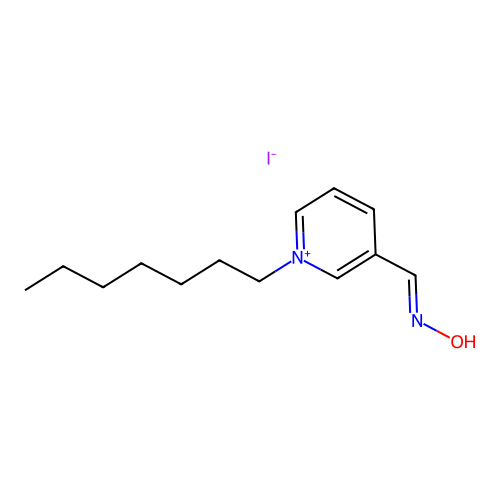 Pyridinium, 1-heptyl-3-(hydroxyimino) structure
