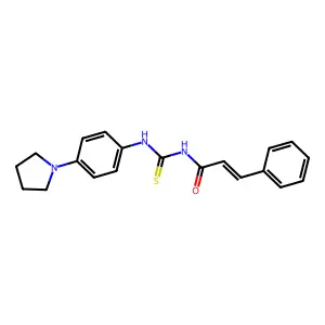 (2E)-3-phenyl-N-{[4-(pyrrolidin-1-yl)phenyl]carbamothioyl}prop-2-enamide structure