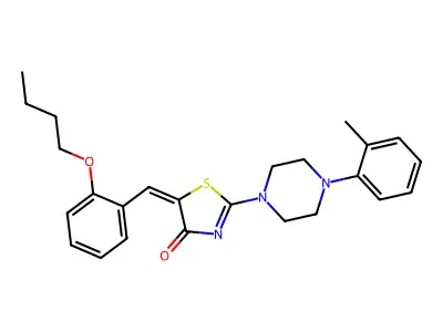 (5E)-5-(2-butoxybenzylidene)-2-[4-(2-methylphenyl)piperazin-1-yl]-1,3-thiazol-4(5H)-one structure