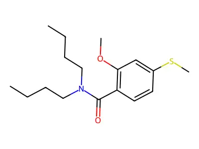N,N-dibutyl-2-methoxy-4-methylsulfanyl-benzamide structure