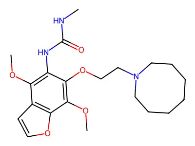 Urea, 1-(4,7-dimethoxy-6-(2-(octahydro-azocin-1-yl)ethoxy)-5-benzofuranyl)-3-methyl- structure