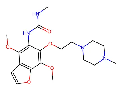 Urea, 1-(4,7-dimethoxy-6-(2-(4-methyl-1-piperazinyl)ethoxy)-5-benzofuranyl)-3-methyl-, hydrate structure