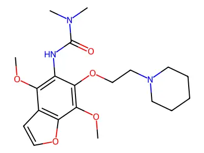 Urea, 1-(4,7-dimethoxy-6-(2-piperidinoethoxy)-5-benzofuranyl)-3,3-dimethyl- structure