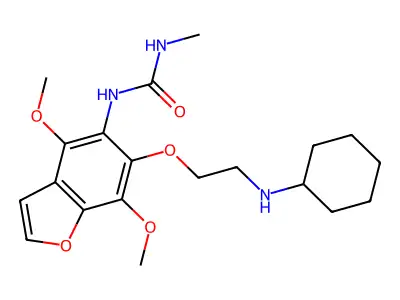 Urea, 1-(4,7-dimethoxy-6-(2-(cyclohexylamino)ethoxy)-5-benzofuranyl)-3-methyl- structure