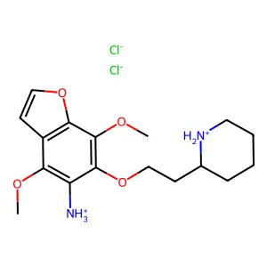 5-Benzofuranamine, N-(4,7-dimethoxy-6-(2-piperidinoethoxy)) dihydrochloride structure