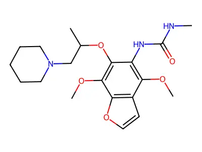 N-(4,7-Dimethoxy-6-(1-methyl-2-piperidinoethoxy)-5-benzofuranyl)-N'-methylurea structure