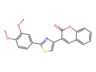 2H-1-Benzopyran-2-one, 3-[2-(3,4-dimethoxyphenyl)-4-thiazolyl]- structure