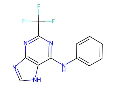 N-phenyl-2-(trifluoromethyl)-7H-purin-6-amine structure