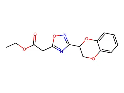 1,2,4-Oxadiazole-5-acetic acid, 3-(2,3-dihydro-1,4-benzodioxin-2-yl)-, ethyl ester structure