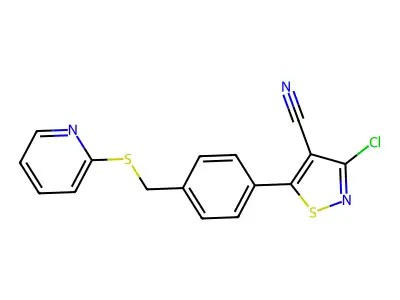 3-Chloro-5-{4-[(pyridin-2-ylthio)methyl]phenyl}isothiazole-4-carbonitrile structure