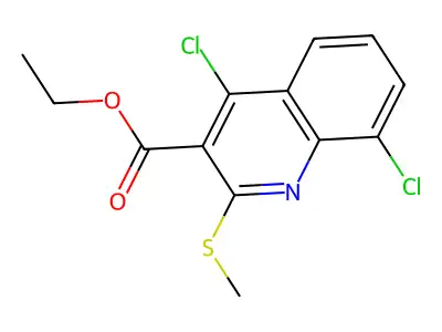 Ethyl 4,8-dichloro-2-(methylthio)quinoline-3-carboxylate structure