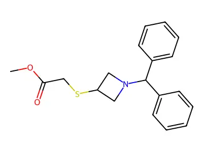 Methyl 2-[(1-benzhydrylazetan-3-yl)thio]acetate structure