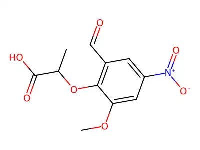 2-(2-Formyl-6-methoxy-4-nitrophenoxy)propanoic acid structure