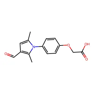 2-[4-(3-formyl-2,5-dimethyl-1H-pyrrol-1-yl)phenoxy]acetic acid structure