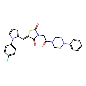 (5E)-5-[[1-(4-fluorophenyl)pyrrol-2-yl]methylidene]-3-[2-oxo-2-(4-phenylpiperazin-1-yl)ethyl]-1,3-thiazolidine-2,4-dione structure