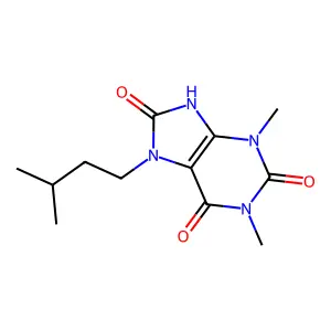 1,3-dimethyl-7-(3-methylbutyl)-9H-purine-2,6,8-trione structure