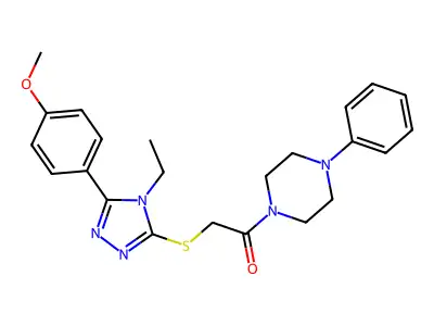 2-[[4-ethyl-5-(4-methoxyphenyl)-1,2,4-triazol-3-yl]sulfanyl]-1-(4-phenylpiperazin-1-yl)ethanone structure