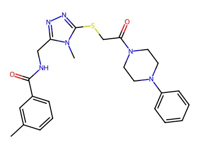 3-methyl-N-[(4-methyl-5-{[2-oxo-2-(4-phenylpiperazin-1-yl)ethyl]sulfanyl}-4H-1,2,4-triazol-3-yl)methyl]benzamide structure