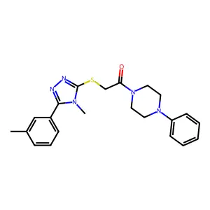 2-[[4-methyl-5-(3-methylphenyl)-1,2,4-triazol-3-yl]sulfanyl]-1-(4-phenylpiperazin-1-yl)ethanone structure