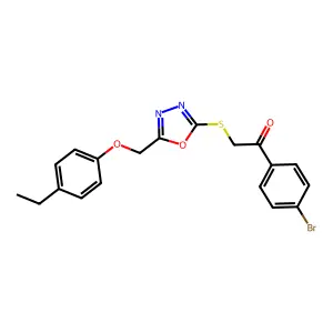 1-(4-bromophenyl)-2-({5-[(4-ethylphenoxy)methyl]-1,3,4-oxadiazol-2-yl}sulfanyl)ethanone structure