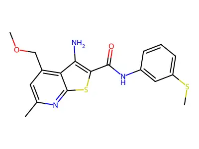 3-amino-4-(methoxymethyl)-6-methyl-N-[3-(methylsulfanyl)phenyl]thieno[2,3-b]pyridine-2-carboxamide structure
