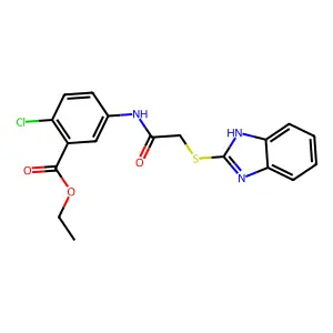 ethyl 5-{[(1H-benzimidazol-2-ylsulfanyl)acetyl]amino}-2-chlorobenzoate structure