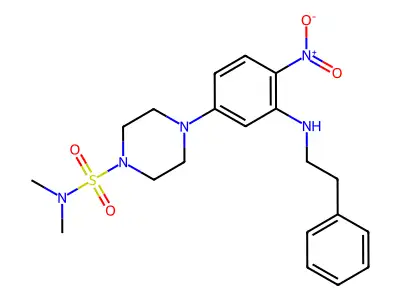 N,N-dimethyl-4-{4-nitro-3-[(2-phenylethyl)amino]phenyl}piperazine-1-sulfonamide structure