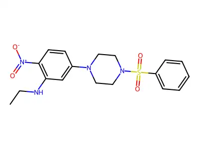 5-[4-(benzenesulfonyl)piperazin-1-yl]-N-ethyl-2-nitroaniline structure