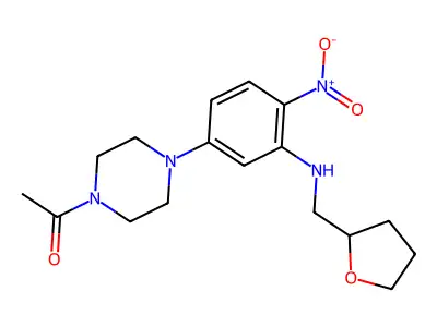1-(4-{4-nitro-3-[(tetrahydrofuran-2-ylmethyl)amino]phenyl}piperazin-1-yl)ethanone structure