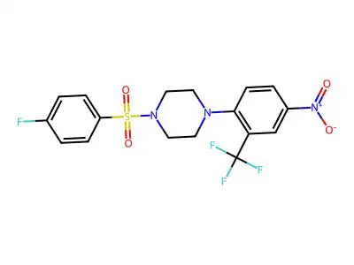 1-(4-Fluorophenyl)sulfonyl-4-[4-nitro-2-(trifluoromethyl)phenyl]piperazine structure