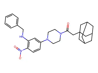2-(1-Adamantyl)-1-[4-[3-(benzylamino)-4-nitrophenyl]piperazin-1-yl]ethanone structure