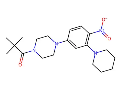 2,2-Dimethyl-1-[4-(4-nitro-3-piperidin-1-ylphenyl)piperazin-1-yl]propan-1-one structure