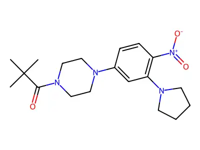 2,2-Dimethyl-1-[4-(4-nitro-3-pyrrolidin-1-ylphenyl)piperazin-1-yl]propan-1-one structure